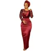 Aso Ebi Evening Dresses Mermaid Beads Platser Satin Långärmad Prom Dress Plus Storlek Dubai African Vestido Party Gowns