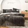 Long hair bedding set green mink hair + velvet fleece bed set thicken warm flannel bed linen (no filling) velvet winter bed set 201120