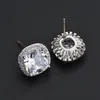 Anti-Allergic 925 Earrings Backs White Gold Plated Bling Cubic Zirconia CZ Diamond Earrings Jewelry Gift for Men Women318P