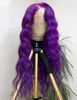 Dropship Colorful Wig Purple Color Faliste Szwajcarskie Przezroczyste Koronki Przednie Brazylijskie Dziewicze Ludzkie Włosy Peruki