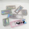 Caixas de pacote da pérola do diamante cor-de-rosa do brilho vazio 5d Caixas do pacote dos cílios do vison para cílios macios naturais da tira