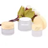 DHgate 5g 10g 15g 20g 30g 50g 60g Frosted Glass face Cream Jar with Plastic Wooden Imitation Lid& PP Protector Gasket Glass Body Butter Container Jar wholesale