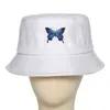 Blå fjäril hajuku Fisherman's hattar solskyddsmedel bucket utomhus panama unisex hatt strand keps bomull sol casual vikbar ca d3g6 g220311