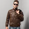 Veste en cuir véritable de moto en peau de porc pour hommes, rembourrage en coton, manteau chaud d'hiver, veste en cuir véritable 201126