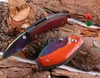 Coltello pieghevole tascabile Damasco EDC di alta qualità VG10 Acciaio damasco colorato Lama rivestita in titanio Palissandro + Manico in lamiera di acciaio inossidabile kn