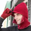 Herren-Winter-Strickmütze, warm, dick, mit Pelz gefüttert, Mützen, Hüte mit Reißverschluss, halten Sie Gesichtswärmer, Balaclava-Kappen, Ski-Cap Y201024