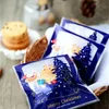 Sigillo autoadesivo natalizio blu Sacchetti di biscotti Sacchetti di cellophane Sacchetti di grissini 300 pz / lotto 201225
