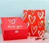 Valentine Love Gift Bag Rood Hart Gedrukt Winkelen Gift Verpakking Tas Wit Kraftpapier Kleine Grote Huidige Winkels Zakken HA2871