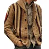 Men Casual Tops Shawl Collar Sweater Cardigan Long Sleeve Zip-up Knitted Coat Knitwear Fashion Jacquard Coats Male Autumn New