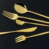 Dinner 20Pcs Cutlery Stainless Steel Tableware Cake Fork LNIFE Set Dinnerware Home Flatware Modern Gold Mirror Cutlery Set1249j