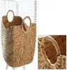 2019 NEW Manual Knitting Water Hyacinth Grass Boat Shape Storage Basket Natural Laundry Box T200602