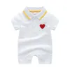 Baby jongens meisjes korte mouw romper katoen baby rode harten patroon jumpsuit kostuum pasgeboren peuter kleding