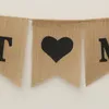 Just Married Burlap Banner Flagi Wedding Turting Wiszące Sign Garland Photo Booth Rekwizyty Bridal Prysznic Party Decor XBJK2202