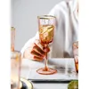 Nordic Hoogwaardige Zeshoekige Hamer Streep Goud Rimmed Wijnglas Crystal Glass Champagne Cup Huishoudelijke Whisky Glas Water Cup LJ200821