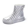 女性の靴新しい冬のファッション光沢のある特許革中央のブーツソフトソールベルベット付き快適な暖かいブーツ1
