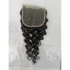 Indiano 10-30 polegadas 2 Bunldes com 5x5 Onda de água de fechamento de renda Curly Natural Color 3 Pcs Médio Três Parte Free Baby Hair