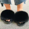 Pluche slipper wasbeer bont bont donzige dia's huis schoenen dames mode echte vochtige slaapkamer slippers buiten vt1417 y201026