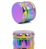 Färgglada slipmaskiner för rökning Tobak 63mm 4Layers Rainbow CNC Alloy Zink Crusher Grinder Herb Rökning Cracker Gratis