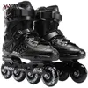 Inline скоростные коньки обувь хоккейный роликовый коньки кроссовки роликовые лезвия женщины мужчины для взрослых черный белый1