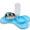 الفولاذ المقاوم للصدأ Nonslip Pet Bowls الكلب ماء زجاجة جرو قطة شرب الطعام مزدوج تغذية اللوازم Y200917