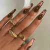 False Nails 24ピース長い棺の偽の爪の青いダイヤモンドのデザインの人工的なバレリーナの偽のフルカバーの釘の釘のヒントを押す220225