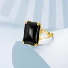 Luxo Anel de Ouro para Mulheres Real 925 Sterling Prata Gemstones Black Onyx Handmade Design Undefined Trendy Fine Jewelery Único B1205