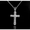 Silver Hip Hop Cross Charm Wisiant Full Ice Out CZ symulowany Diamonds Catholic Crucifix Naszyjnik z długimi kubańskimi skjfy8178207