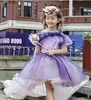 Abiti da ragazza di fiori con fascia bassa viola Fiori eleganti Bellissimi abiti da spettacolo per ragazze in tulle per abiti da sera per feste di compleanno Occasioni speciali