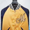 Contrast Color Nylon Embroidery Baseball Jacket Men Lightweight Slim Fit Color Blocked Applique Windbreaker