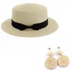 Parent child Beach Hat Female Casual sun Hats Lady Women Flat brim Bowknot Straw cap girls Sun Hat6091827298e