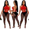 Damen-Trainingsanzüge, sexy zweiteiliges Set, Damen-Kleidungssets, Rave-Festival-Party-Club-Outfits für Neckholder-Crop-Tops und transparente Mesh-Leggings