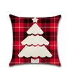 Julkuddfodral Canvas 45*45 cm älg Tryckt individuellt paket Julkuddtäcke Retro Plaid Pillow Case Bedding