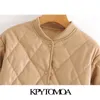 KPytomoa Women Fashion Faux Leather Loose Padded Jackla Coat Vintage Long Sleeve Pockets Female Outerwear Chic Tops Y201001