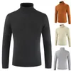 Men's Sweaters 2021 Autumn Winter Men Sweater Turtleneck Solid Color Casual Slim Fit Brand Knitted Pullovers