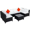 U-Style-Qualität Rattan-Wicker-Patio-Set U-Form-Sektional-Gartenmöbel mit Kissen und Akzentkissen US-Lager A01 A12