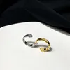 Adjustable size Vintage High Polished diamond gold and silver color two ring in one Double narrow C shaped style rhombic women fi3281