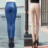 Pencil Pant Women Elastic Stretch Faux Leather Autumn Winter Velvet PU Pants Female Sexy Skinny Tight Trouser 7172 50 210506