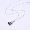 女性のためのZemiorのネックレスのためのZemior Silver 925ジュエリードルフィンハート紫オーストリアクリスタルペンダントネックレス記念日ギフトQ0531