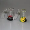 Hookah 14mm Glass Ash Catcher with silicone box container Mini Glass Bong AshCatchers Clear Bubbler Ashcatcher 45 90 Degree