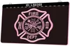 LS0355 Fire Dept Helm Ax Ladder 3D Gravure LED Light Sign Groothandel Retail