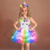 DHL Girls Bliby Unicorn TUT платье светящиеся детские платья для девочек Hallowmas Party Princess Детская одежда Vestidos