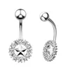 Five Star CZ Belly Button Ring 14G 316L Stainless Steel Diamond Round Navel Barbell for Body Piercing