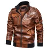 Mens Winter Jacket Brush Print Vintage Leather Jackets Men Bomber Jacket Motorcycle Military Plus Size Coat Men Fashion Clothing 201128
