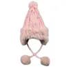 Femmes Câble d'hiver Tricot Trapper chapeau y peluche garniture épaisse fausse tleece doublure thermique Pom Pom Pom Bons à l'oreille Cap13539341