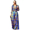 Ropa étnica Ropa africana Mujeres Vestido europeo Dashiki Imprimir Moda Sexy Casual Lady Camisa suelta con cuello en V Pantalones de pierna ancha Set 313B