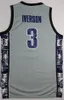 Mężczyźni Vintage Allen Iverson Jersey 3 Georgetown Hoyas College Retro Czarny Niebieski Czerwony Biały Żółty Szary Kolor Zespół Szyte Miasto zarobione Najwyższej jakości