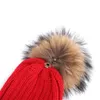 Hiver Enfants Bébé Coton Tricoté Chapeau Pompon Bonnet Caps Crochet Ski Cap Fourrure De Raton Laveur Pom Chapeau Écharpe Garçons Et Filles Chaud Y201024