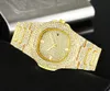 Moda iced out relógio masculino diamante aço hip hop relógios masculinos marca superior de luxo relógio ouro reloj hombre relogio masculino 210407276s