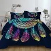 Dreamcatcher conjunto de roupa de cama queen size colorido penas poliéster edredom capa bohemian mandala bedclothes 3 pcs preto home têxteis lj201127