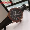 G Mektubu Tasarımcısı Klasik Retro Saatler 43mm Klasik erkek Gündüz-Tarihi 5ATM Su Geçirmez Iki Gözler Alt Dials Çalışma Kuvars Hakiki Deri Kol Saati 316L Çelik Kılıf